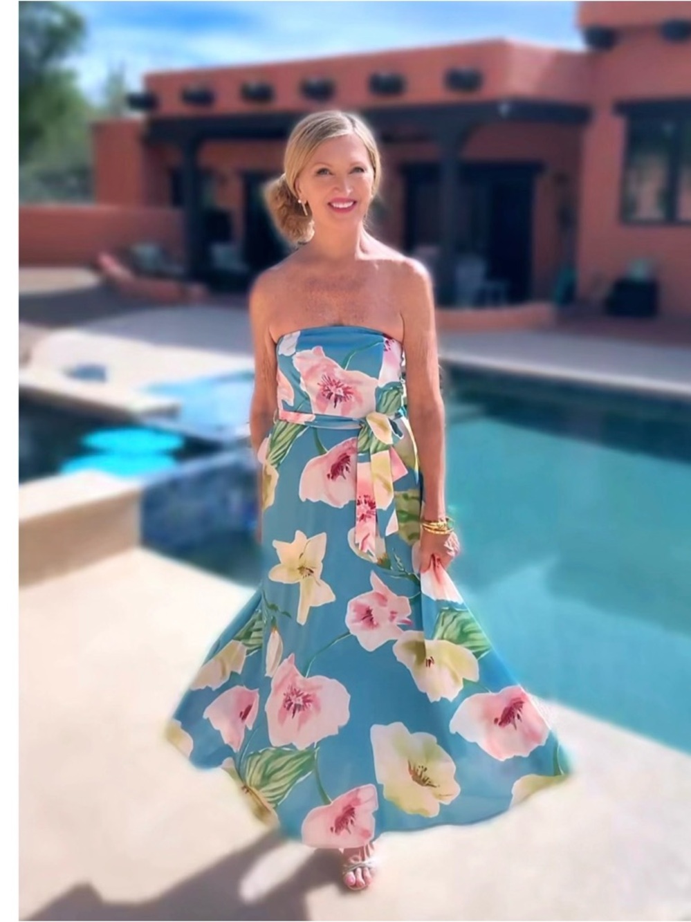 NWT STRAP OR STRAPLESS BLUE FLORAL SUNDRESS-S - Picture 3 of 16